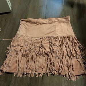 Women’s blush pink fringe skirt!